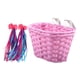 thumbnail image 2 of Cesta De Bicicleta Para Niños Desmontable Con 2 Cintas Cesta De Bicicleta Para Deportes Al Aire Libre Cesta Rosa Cintas Azules Y Moradas, 2 of 3