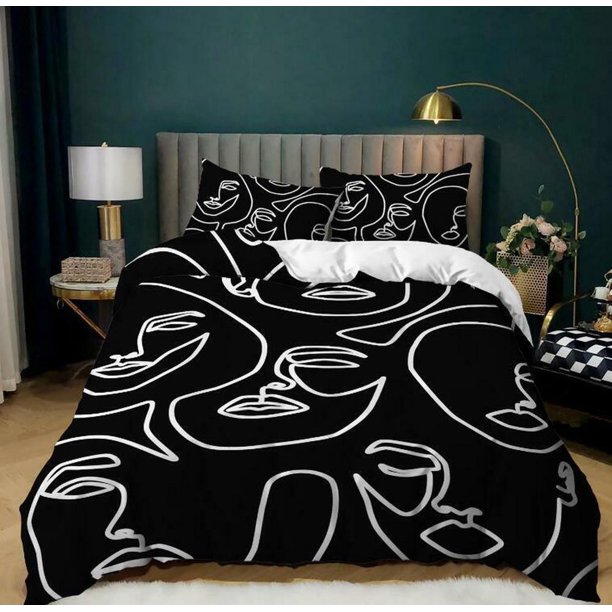 Abstract Face Lines Quilt Duvet Cover Set Comforter Cover Home Textiles3-Piece Bedding Set