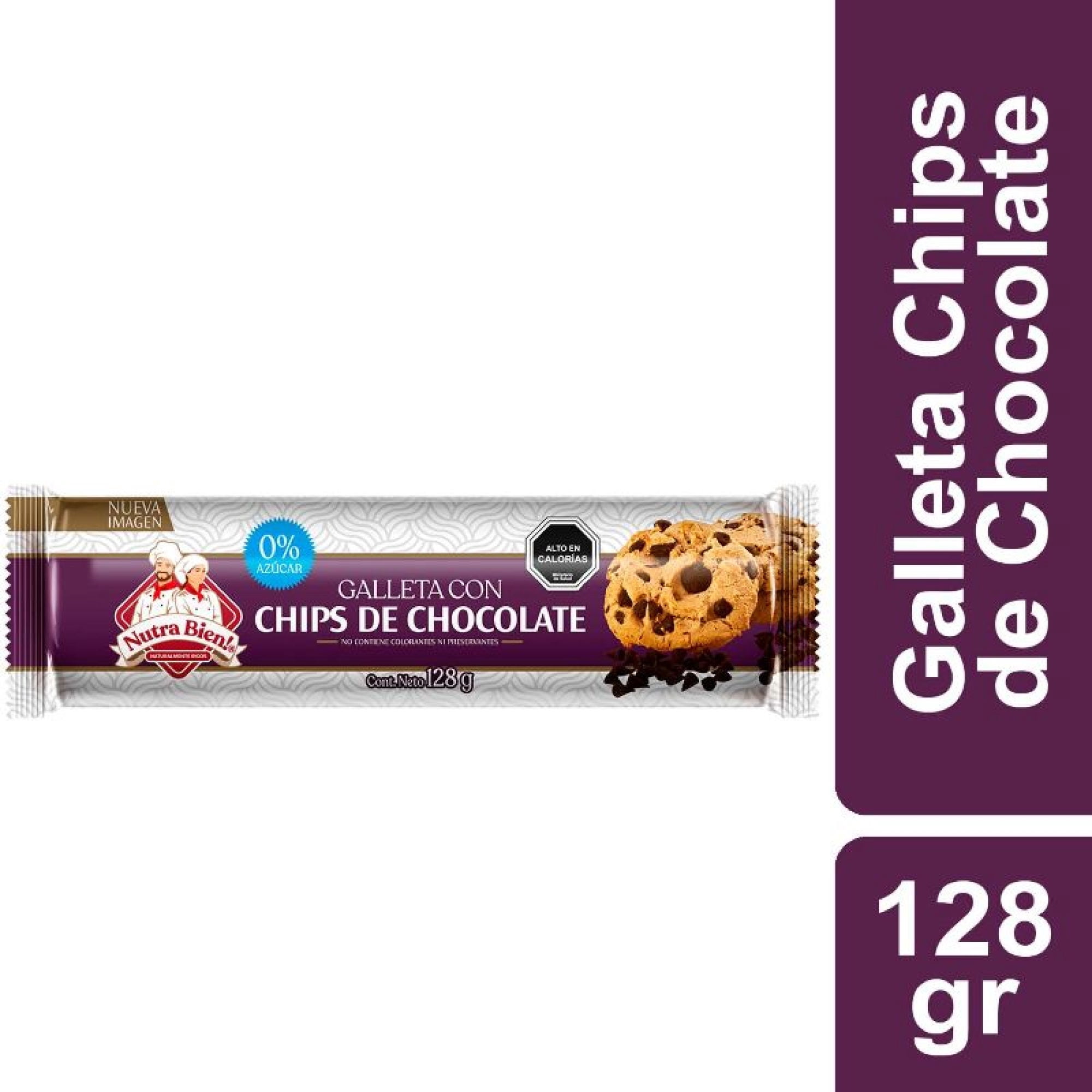 Galleta Sin Azúcar Chip De Chocolate 128 g Nutra Bien