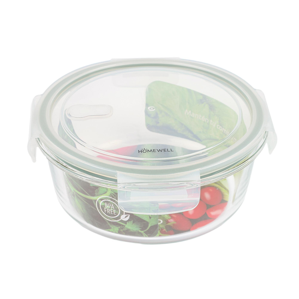 Homewell - Contenedor Hermetico Vidrio Redondo 980Ml