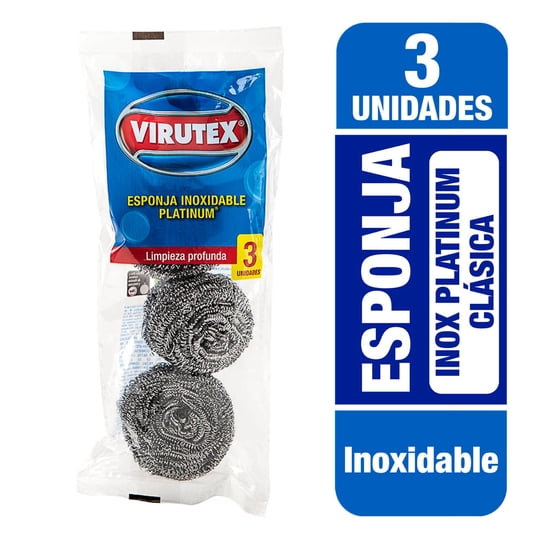 Esponja Inox Plateada 3 Un Virutex