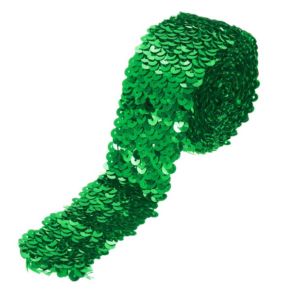 Uxcell 2.2 Yardas 2" Elástico Lentejuelas Recorte 5 Filas Tira de Lentejuelas Planas Verde