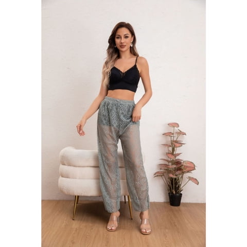 Likeshop - Pantalon Largo Encaje Salida De Baño Playa Piscina Verano 8345