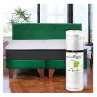 Latam Home - Cama Europea Zen Roller 2 Plazas Colchon Comprimido Espuma + Respaldo Tela Verde