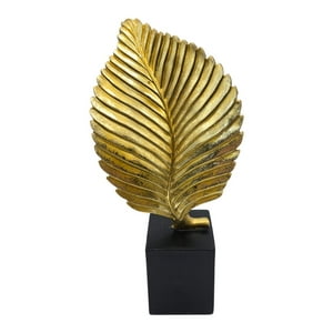 Fliperex - Figura Adorno De Hoja Dorada Decorativa En Resina Moderna M Dorado