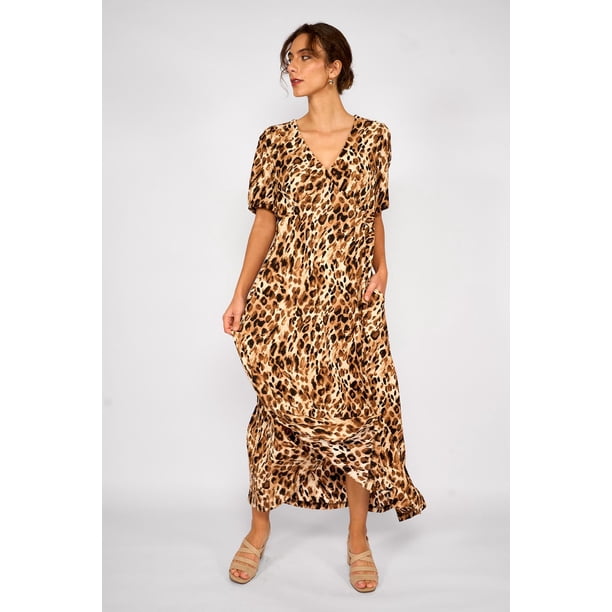 Vestido Largo Animal Print Nola Chocolate cafe M
