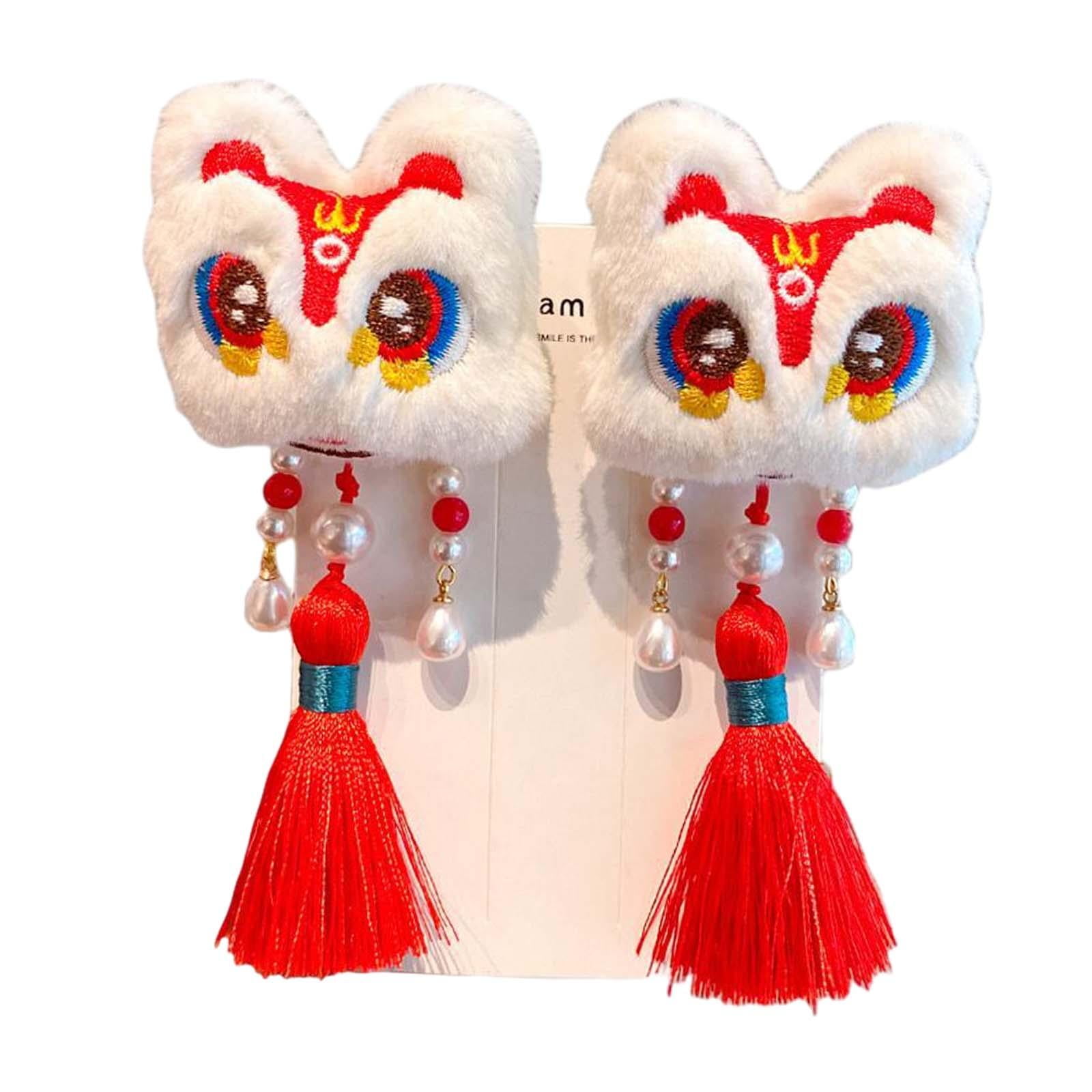 Magideal - Pinzas Para El Pelo De Año Nuevo Chino, Borlas Tradicionales, Pinzas Para El Pelo De León, Accesorios Para El Cabello Para Niñas, Bebés, Mujeres, Cump Estilo B