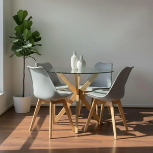 Pandalino - Comedor Mesa Redonda Equiz 100Cm + 4 Sillas Tulip Gris