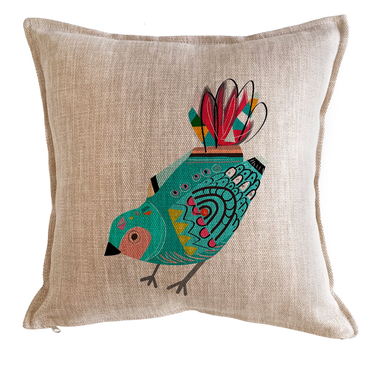 Tuyo Print - Cojín Pájaros Colores Turquesa 45x45