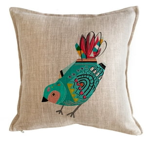 Tuyo Print - Cojín Pájaros Colores Turquesa 45X45