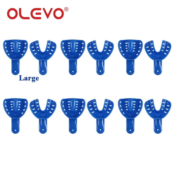 OLEVO 12 Pcs Disposable Dental Impression Trays Adult Kid Kit Colorful Upper Lower Teeth Holder Odontología Treatment Material