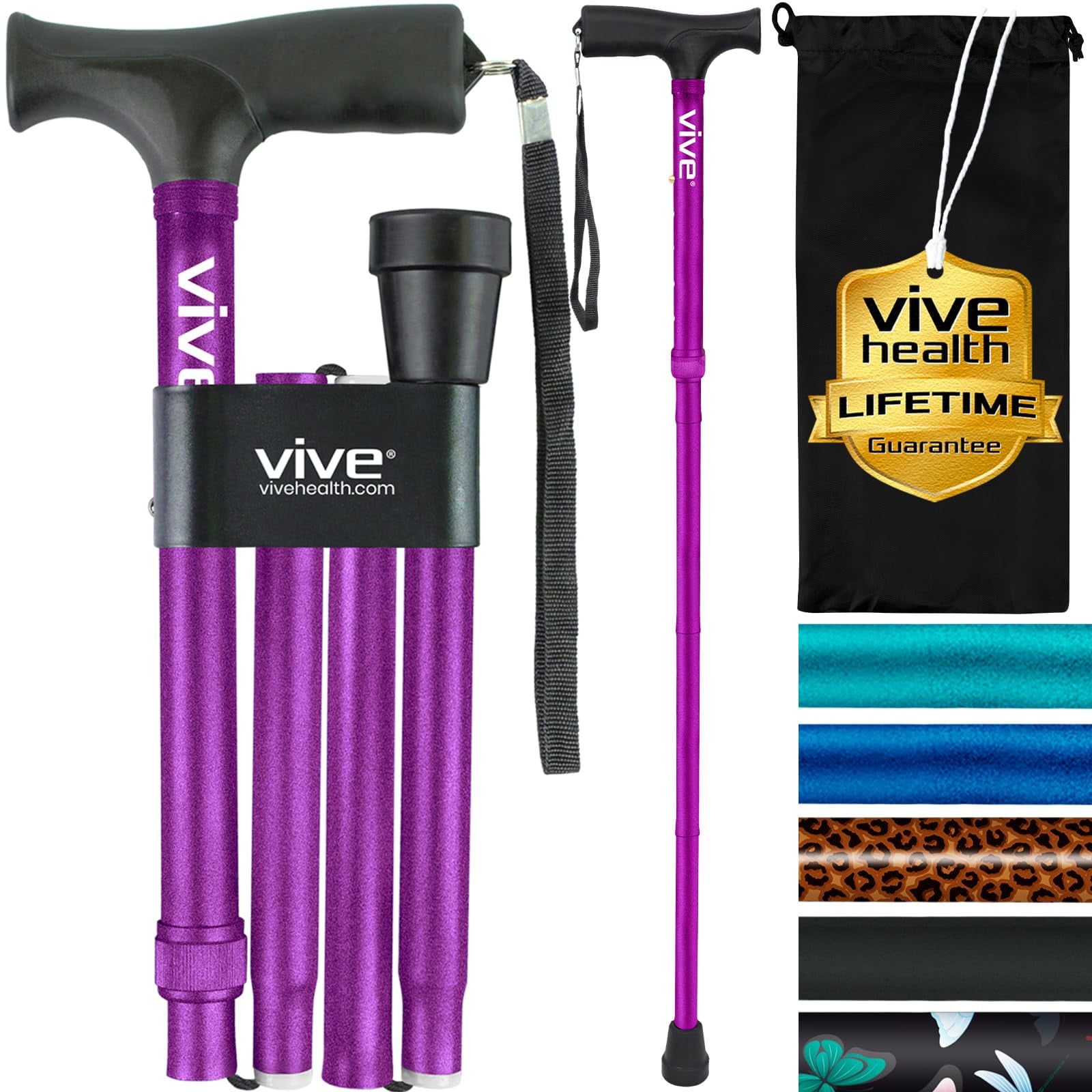 Vive - Bastón Plegable Para Caminar Cane Color Morado