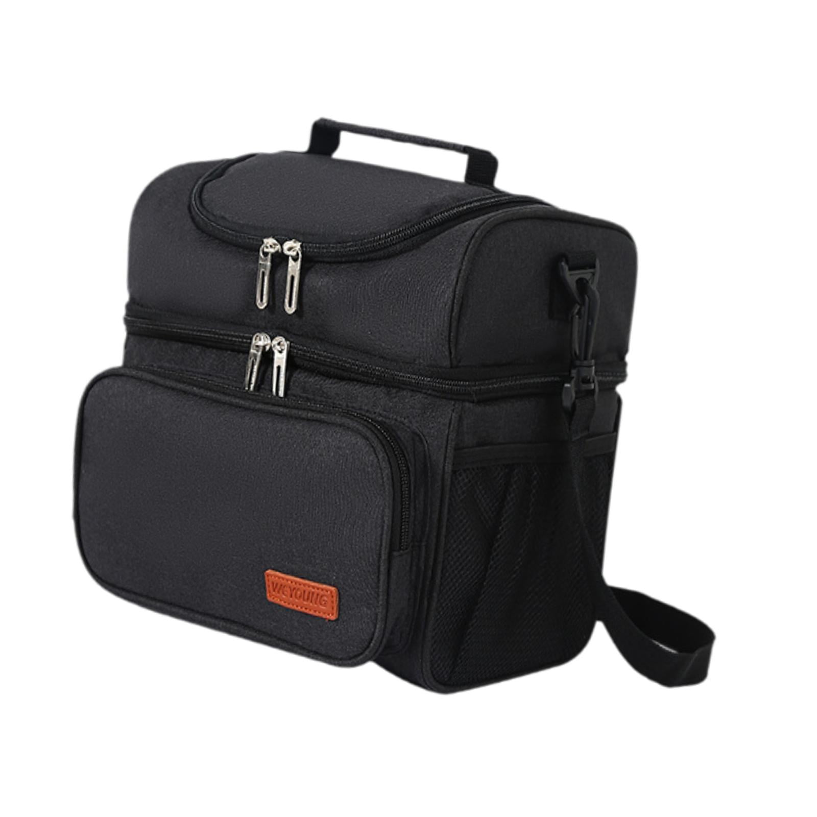 Magideal - Bolsa Aislante Para Almuerzo, Bolsa Térmica De Doble Capa Con Correa Extraíble, Bolsa Portadora Para Lonchera, Bolsa Bento, Bolsa Térmica Para Hombres Negro
