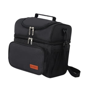 Magideal - Bolsa Aislante Para Almuerzo, Bolsa Térmica De Doble Capa Con Correa Extraíble, Bolsa Portadora Para Lonchera, Bolsa Bento, Bolsa Térmica Para Hombres Negro