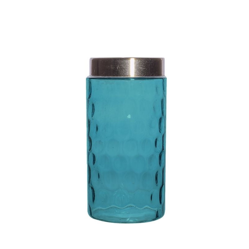 Mainstays - Florero Vidrio Lacado Azul Bor Metal S