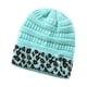 thumbnail image 1 of Gorro De Lana Color Nube Y Borde Animal Print Cian Talla Estándar, 1 of 2