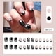 thumbnail image 2 of 24pcs Halloween Funny Fake Nails, Black Gradient Press On Nails With Skull Alien Design, Glossy Short Square False Nails For Women Girls, 2 of 2