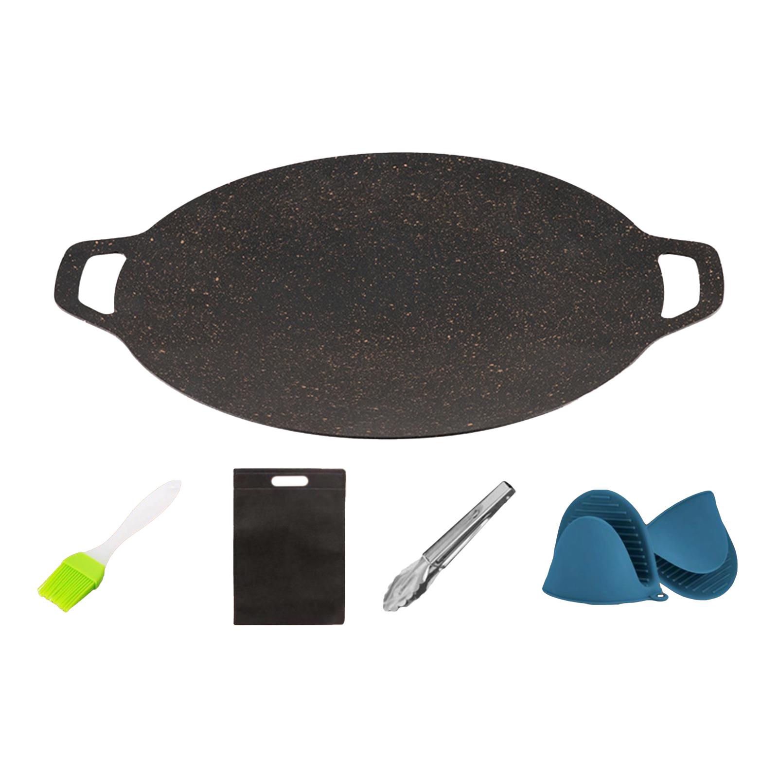 Magideal - Pan Barbacoa Grill Plate Utensilios Durable Pan Grill Pan Para Exteriores E Interiores Pesca Suministros De Playa Viajes Cortos , 38Cm