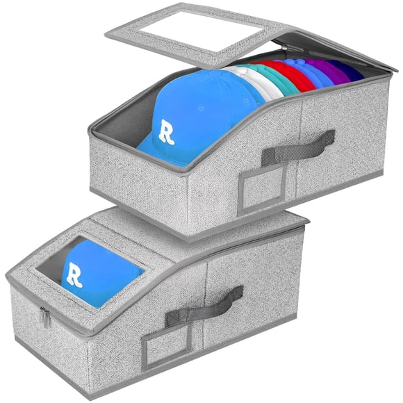 Caja de almacenamiento de sombreros JJSHUANL para 24 gorras de béisbol, color gris