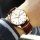thumbnail image 2 of Reloj OLEVS de cuero marrón dorado impermeable para hombre, 2 of 9