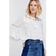 thumbnail image 4 of CCWHOLESALESCLOTHINGS Blusa de Manga Acampanada con Lazo en la Espalda, con Detalles de Crochet y Canesú de Malla Floral Color Blanco Roto, Talla S, 4 of 5
