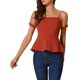 thumbnail image 2 of INSPIRE CHIC Elegante Blusa Peplum de Cuello Cuadrado con Mangas Abullonadas para Mujer para Uso Casual M Naranja Rojo, 2 of 5