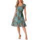 thumbnail image 1 of INSPIRE CHIC Vestido Midi Floral para Mujer Cuello Cuadrado Mangas Cortas con Volantes Dobladillo con Volantes Línea A Vestido de Invitada de Boda de Verano Verde Oscuro XL, 1 of 5