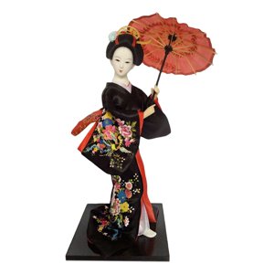 Magideal - Figuras En Miniatura De Muñeca Geisha Japonesa De 30 Cm, Estatua De Niña, Escultura De Figura Coleccionable De Geisha Asiática Para Escritorio, Dormit , Negro