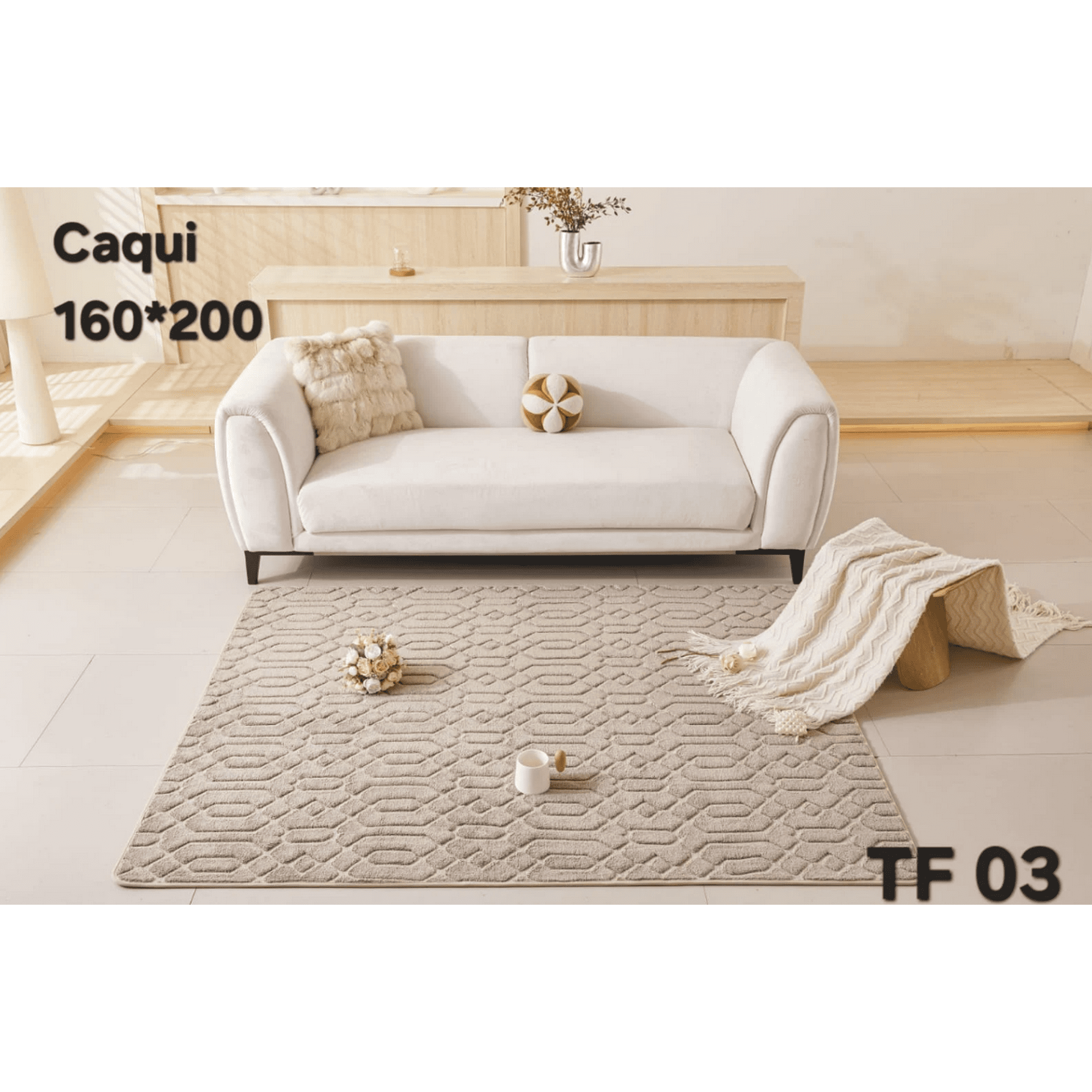 Todostore - Alfombra Jacquard De Algodon 160x200cm Caqui