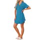 thumbnail image 2 of INSPIRE CHIC Camisón de Manga Corta para Mujer Regreso a Clases Camisa de Dormir con Botones y Cuello con Muesca Vestido de Estar en Casa de Mezcla de Algodón Suave M Azul Brillante, 2 of 6