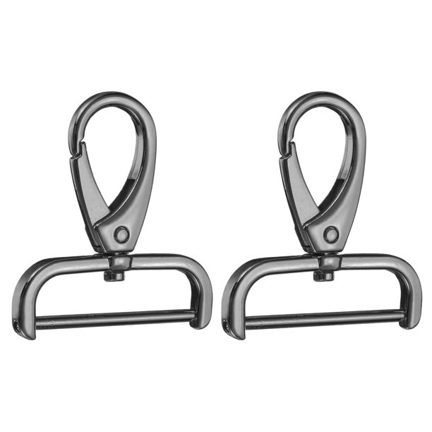 Uxcell 2Pcs Gancho Desmontable con Broche Giratorio 1 1/2" Anillo D con Ganchos de Garra de Langosta Giratorios para Bolso Color Metal de Arma