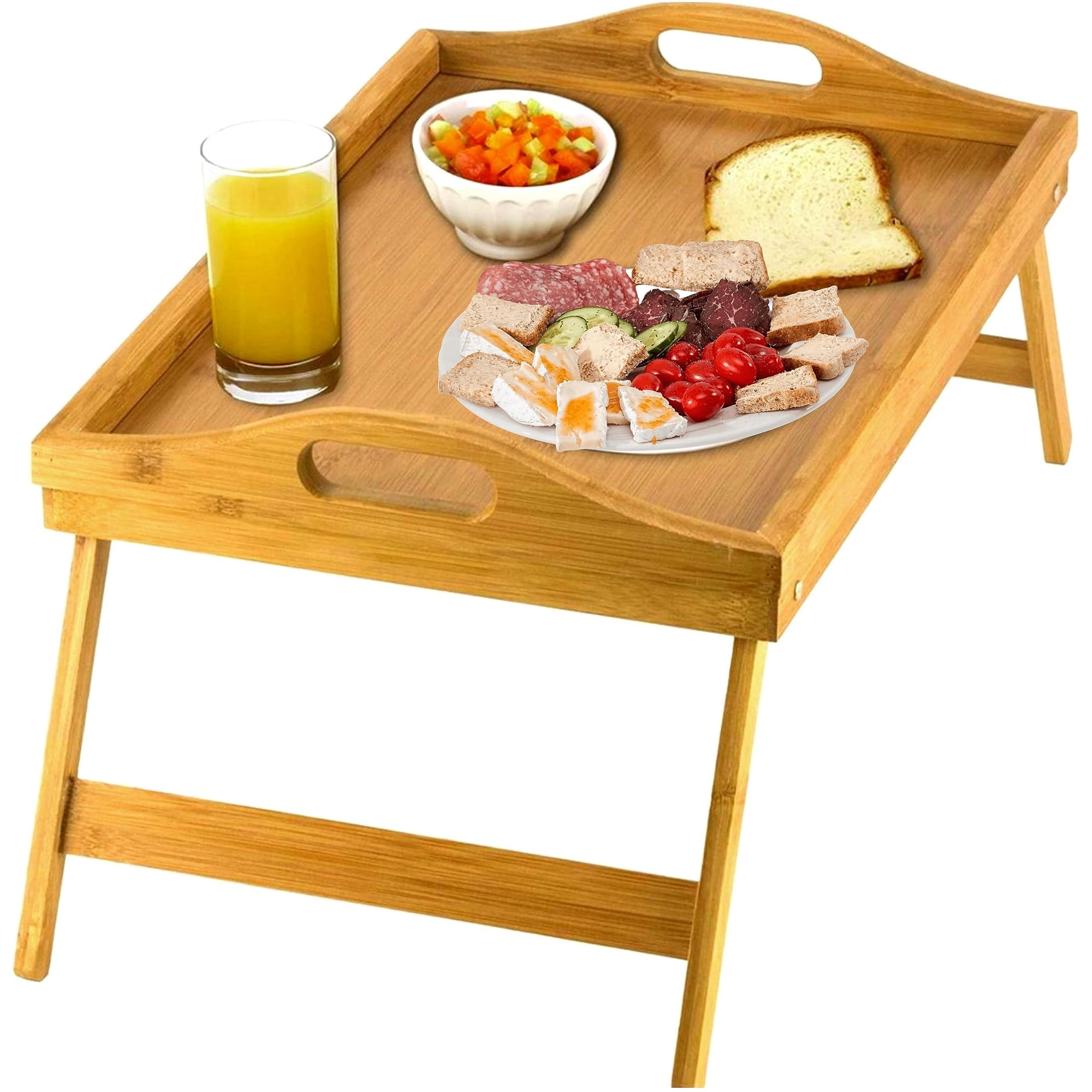 Bandeja De Cama Home It De Bambú Plegable 46x30x20 Cm