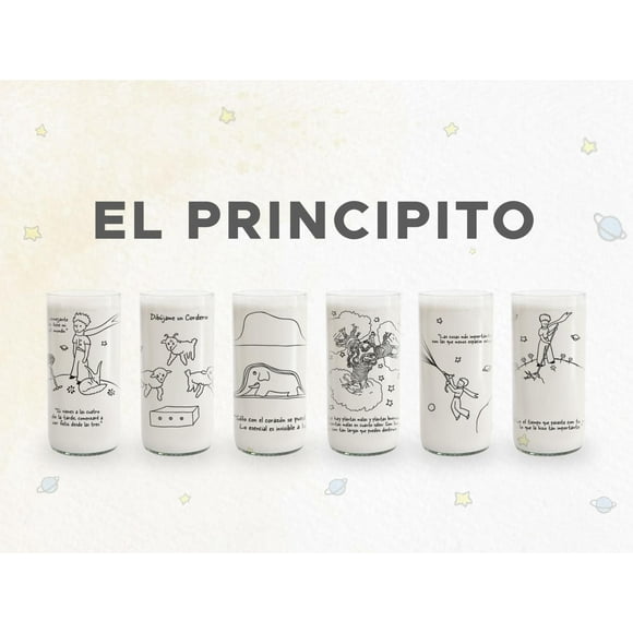 El Principito Juego de 6 Vasos negro