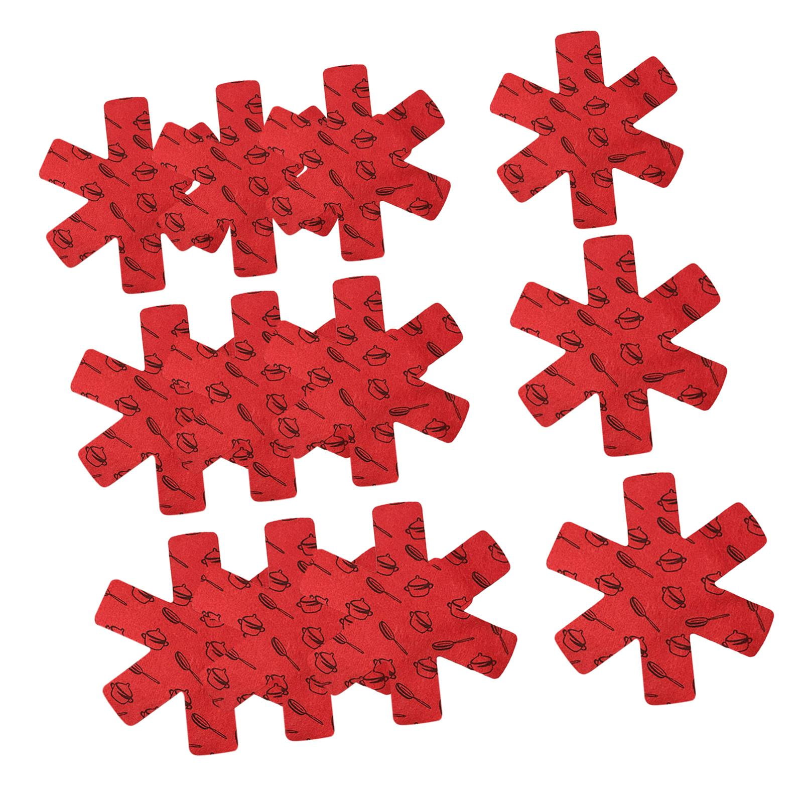 Magideal - 12 Protectores De Sartenes Antiarañazos, Utensilios De Cocina, Almohadillas Separadoras De Sartenes Antideslizantes Para Sartenes, Platos De Cerámica, , Rojo Un Rojo