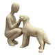 thumbnail image 1 of Escultura De Resina De Hombre Y Perro, Accesorio Ideal Para Amantes De Las Mascotas. Medidas: 15,5 X 4,3 X 13,9 Cm. Color Beige., 1 of 5
