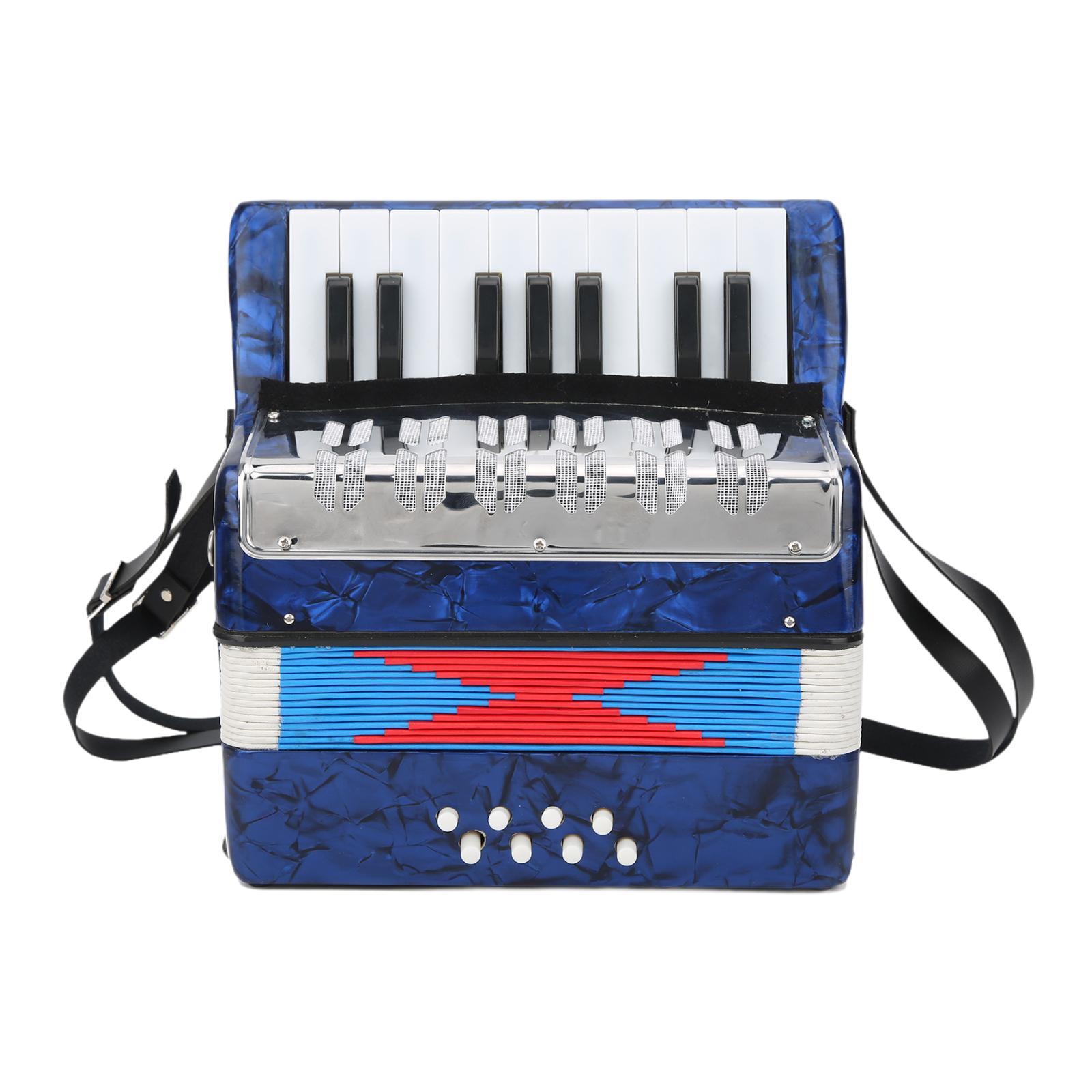 Magideal - Acordeón De Piano De 17 Teclas, 8 Bajos, Acordeón Para Niños, Instrumento Musical, Botón, Acordeón De Piano De Mano Para Niños, Niñas, Niños Principia Azul
