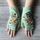thumbnail image 1 of Flower Embroidery Gloves - Handmade Knit Fingerless Gloves for Women, 1 of 5
