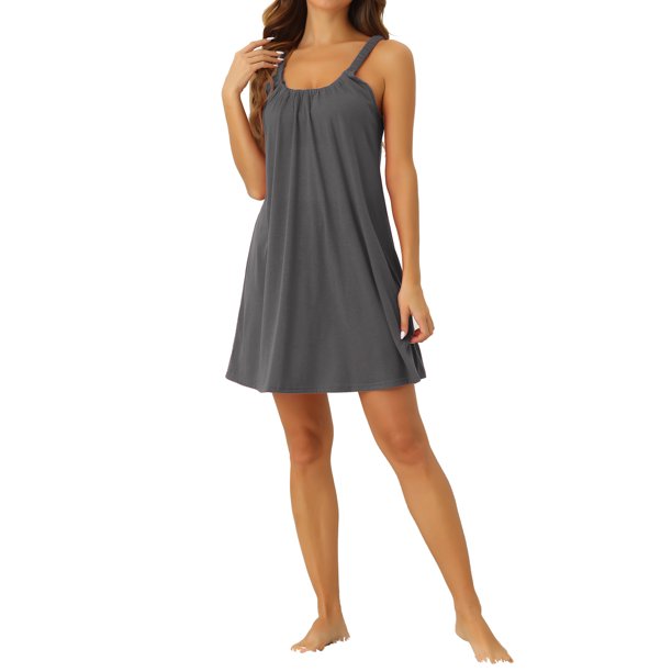 Camisón sin mangas para mujeres con tirantes anchos elásticos para una relajación y descanso cómodos S Gris oscuro