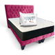 thumbnail image 1 of Cama 2 Plazas Felpa Rosado Oscuro + Pack de Almohadas + Colchon con Respaldo y Bases divididas, 1 of 6