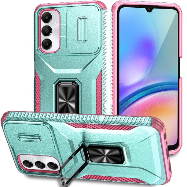 Funda Armada para Samsung Galaxy A05S con Tapa Deslizante y Soporte Magnético Giratorio Verde