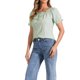 thumbnail image 4 of INSPIRA CHIC Blusa a Cuadros de Vuelta al Colegio para Mujer con Cuello Redondo, Volantes y Mangas Abullonadas M Verde, 4 of 6