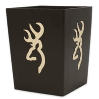 Papelera Browning Buckmark De Resina Pintada A Mano, 9,5 Litros, Color Marrón