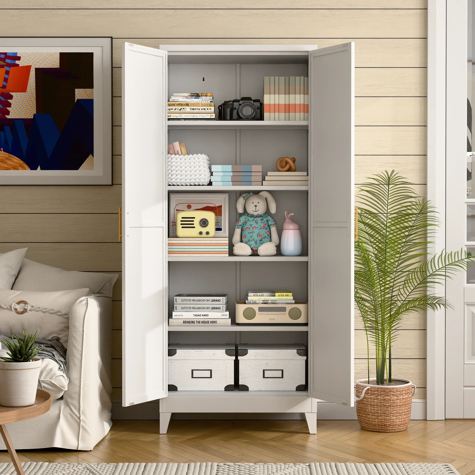 Recilock - Gabinete Alto 5 Niveles 180x73x36,5 - Linea White Yxg-05