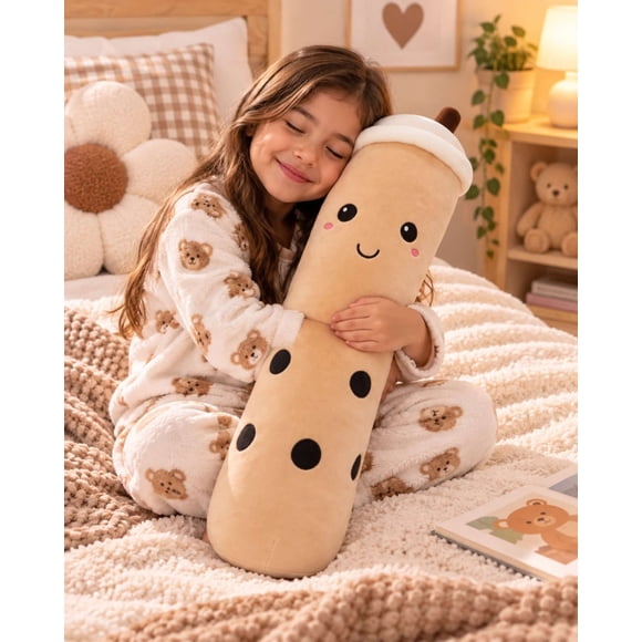 Almohada Cojín Largo Tea Té De Burbujas Peluche Suave 70 cm