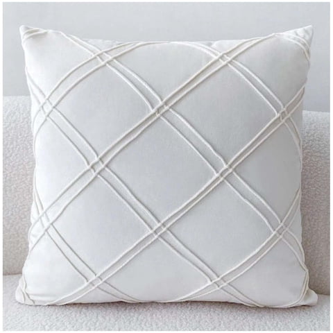 Wyj Hogar - Pack De 02 Fundas De Cojín De Terciopelo Con Rayas 45X45 Crema