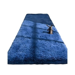 Fei Ya - Pasillera Alfombra Peluda Liviana 70X150 Ultra Suave Azul