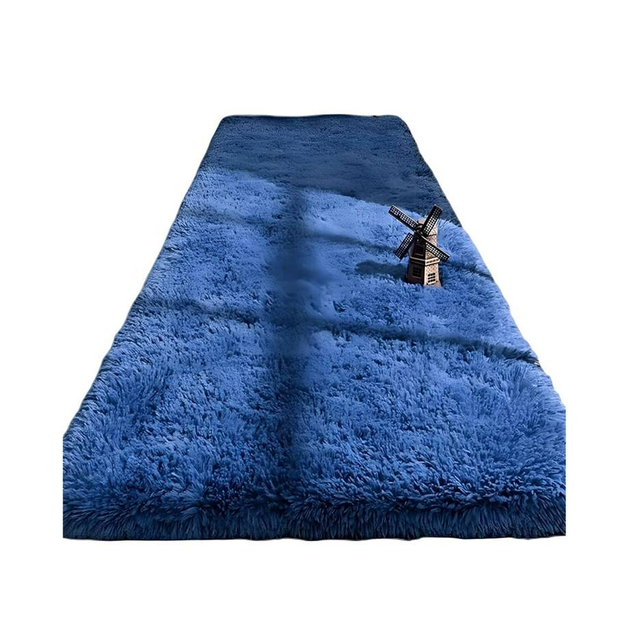 Fei Ya - Pasillera Alfombra Peluda Liviana 70x150 Ultra Suave Azul