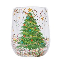 Magideal - Taza Para Beber Del Deseo Del De Navidad, Taza De Café De Cristal De La Taza De Leche De La Lentejuela Que Fluye 380Ml Para El Hogar Festivo