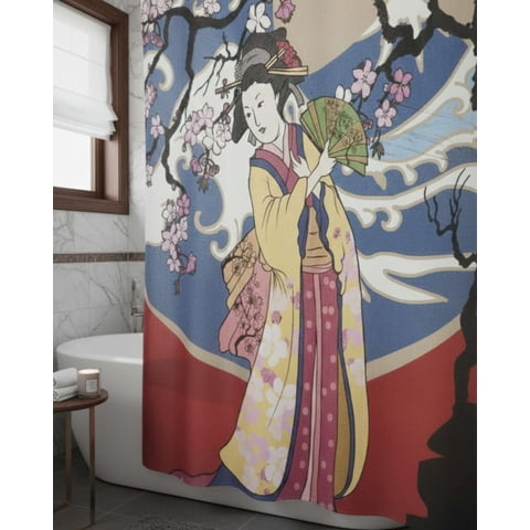 Mylhogar - Cortina De Baño Tela Género + Forro Impermeable