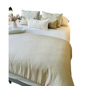 Antonia Paz - Set Lino Color Arena Piecera 230 X 90 Cm + 2 Cojines 50 X 30 Cm
